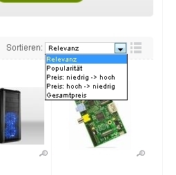 Auspresier.de bietet verschiedene Sortiermöglichkeiten in den Suchergebnissen.