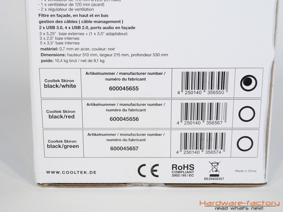 ... die vornehmlich die Eigenschaften des Gehäuses auflistet.